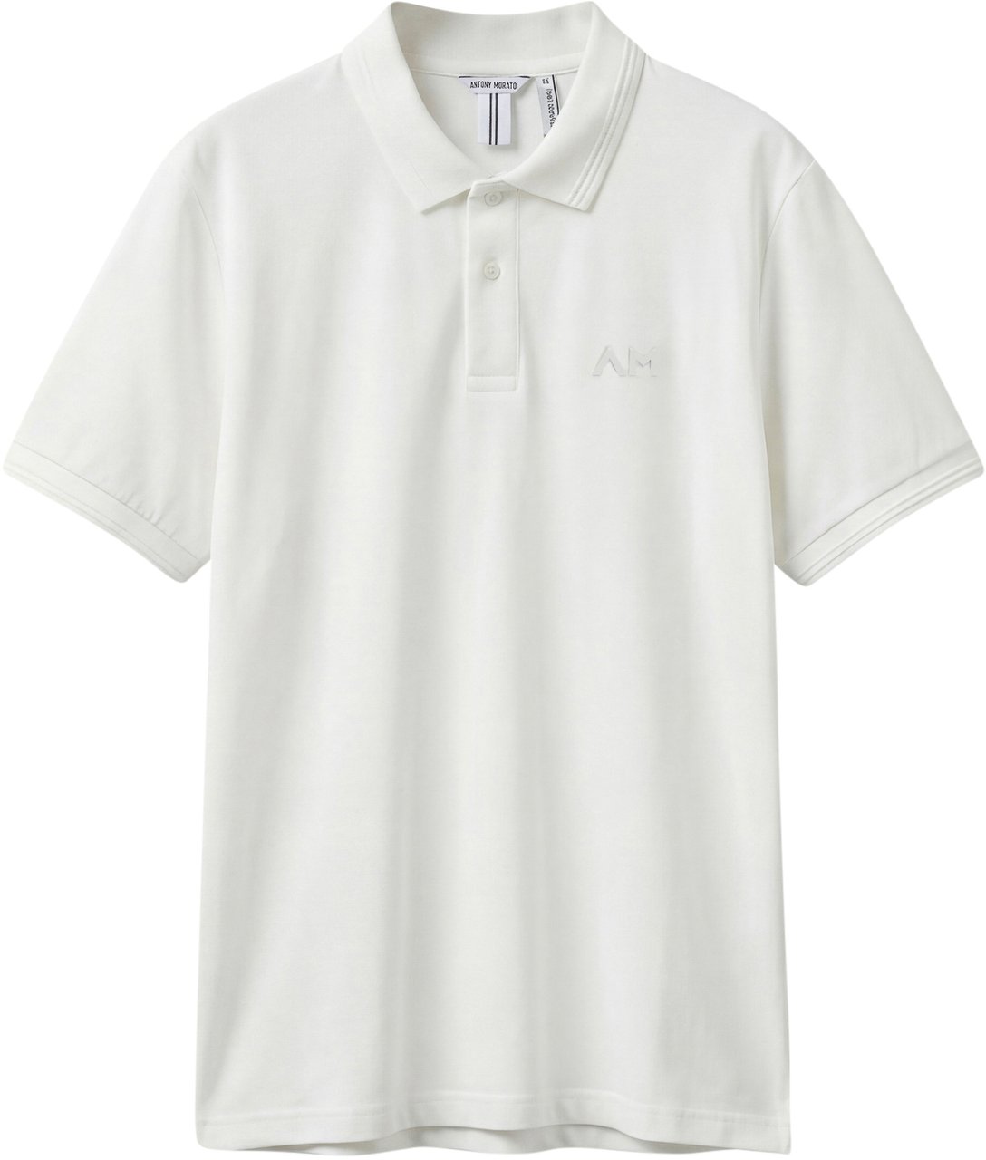 Antony Morato POLO REGULAR FIT IN JERSEY COTTON FABRIC WITH JAQUARD RIB COLLAR AND AM RUBBER CUNEO 3D  LOGO PRINT Beige