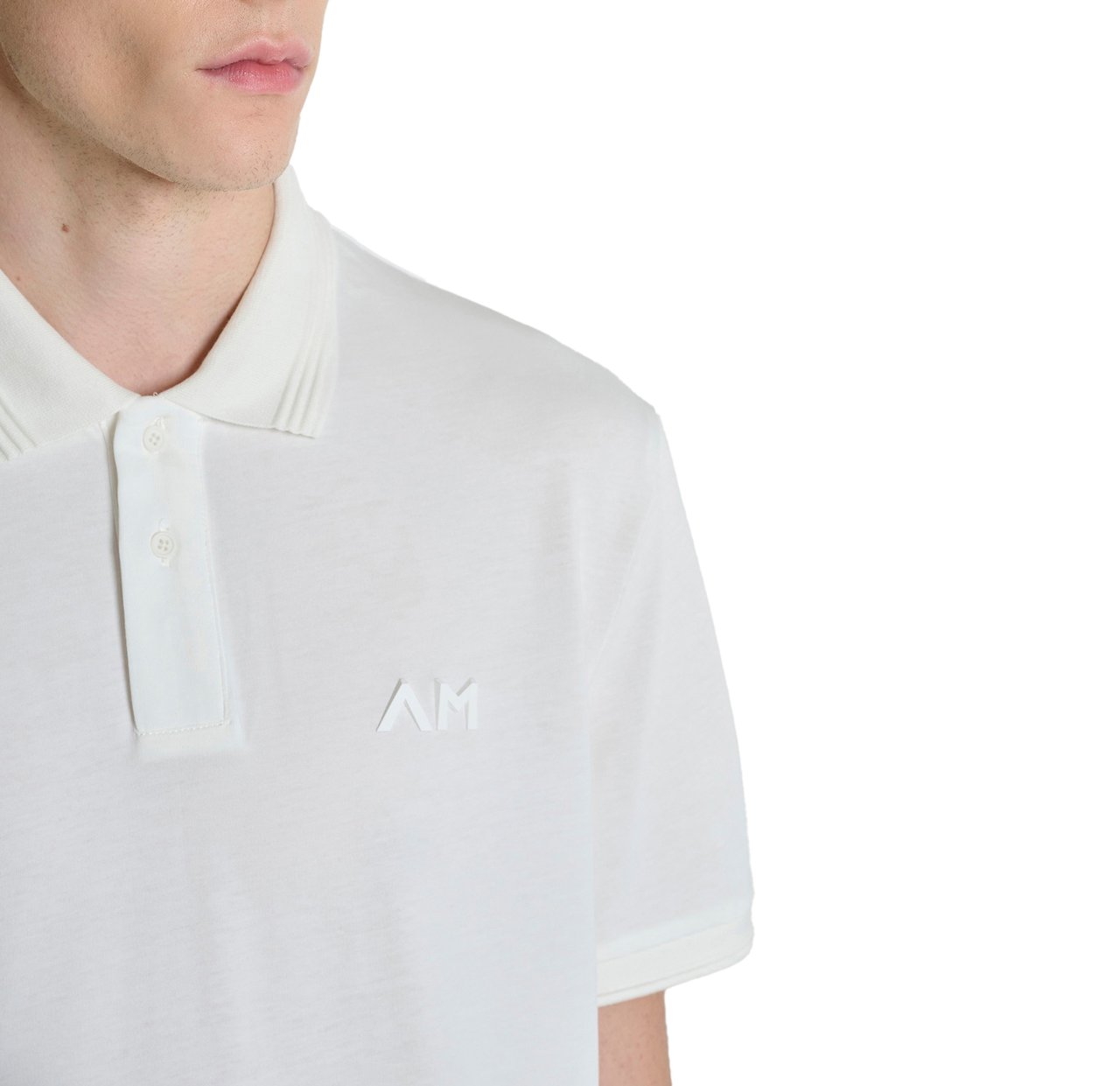 Antony Morato POLO REGULAR FIT IN JERSEY COTTON FABRIC WITH JAQUARD RIB COLLAR AND AM RUBBER CUNEO 3D  LOGO PRINT Beige