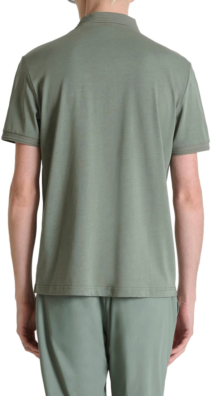 Antony Morato POLO REGULAR FIT IN JERSEY COTTON FABRIC WITH JAQUARD RIB COLLAR AND AM RUBBER CUNEO 3D  LOGO PRINT Groen