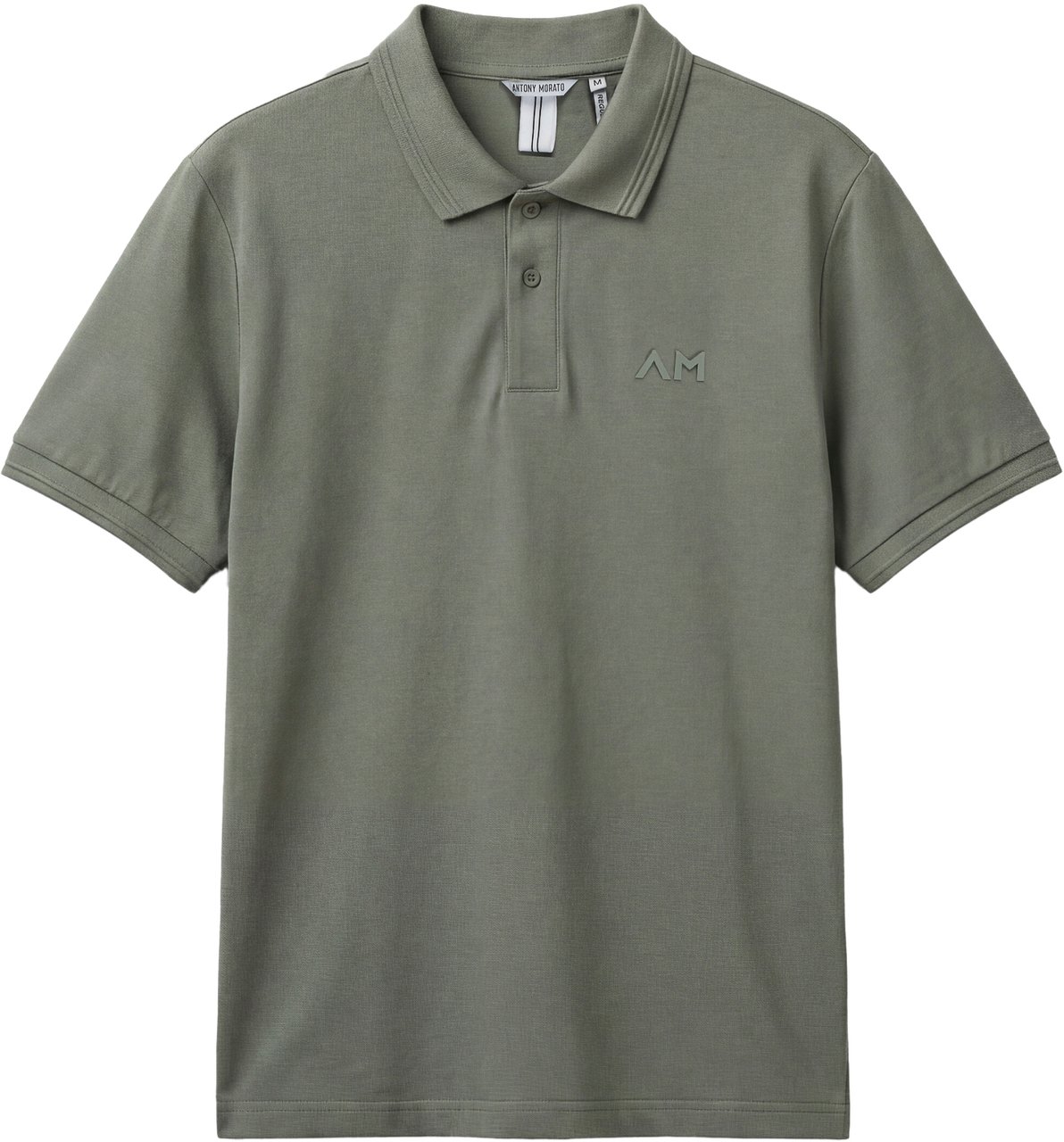 Antony Morato POLO REGULAR FIT IN JERSEY COTTON FABRIC WITH JAQUARD RIB COLLAR AND AM RUBBER CUNEO 3D  LOGO PRINT Groen