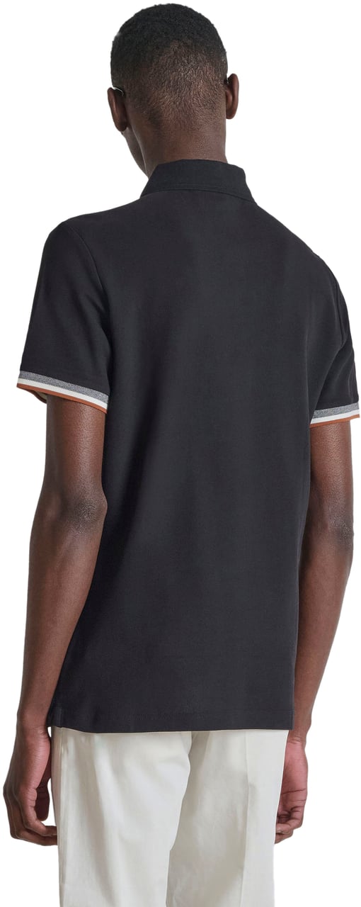 Antony Morato POLO REGULAR FIT IN MERCERIZED PIQUET COTTON FABRIC JAQUARD RIB ON COLLAR AND CUFFS AND LOGO PATCH Zwart