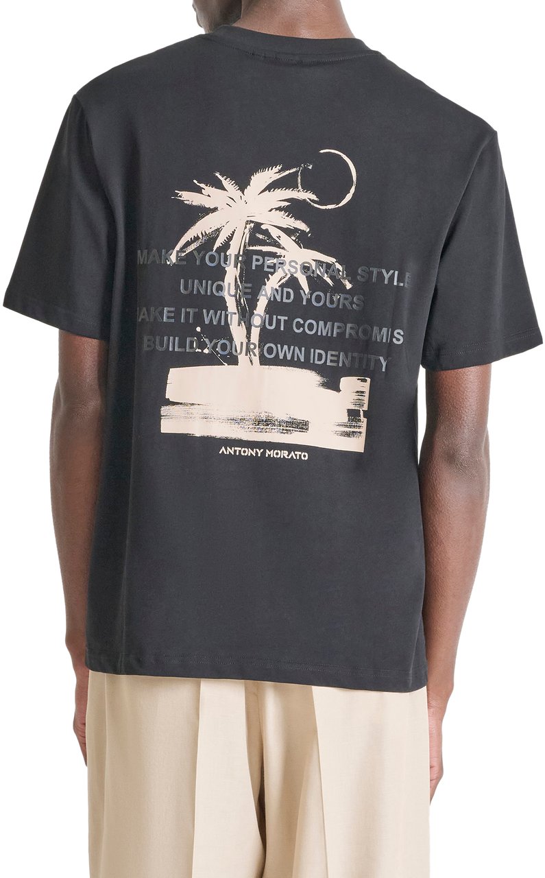 Antony Morato T-SHIRT RELAXED FIT IN JERSEY COTTON FABRIC WITH PRINT ON FRONT AND BACK Zwart
