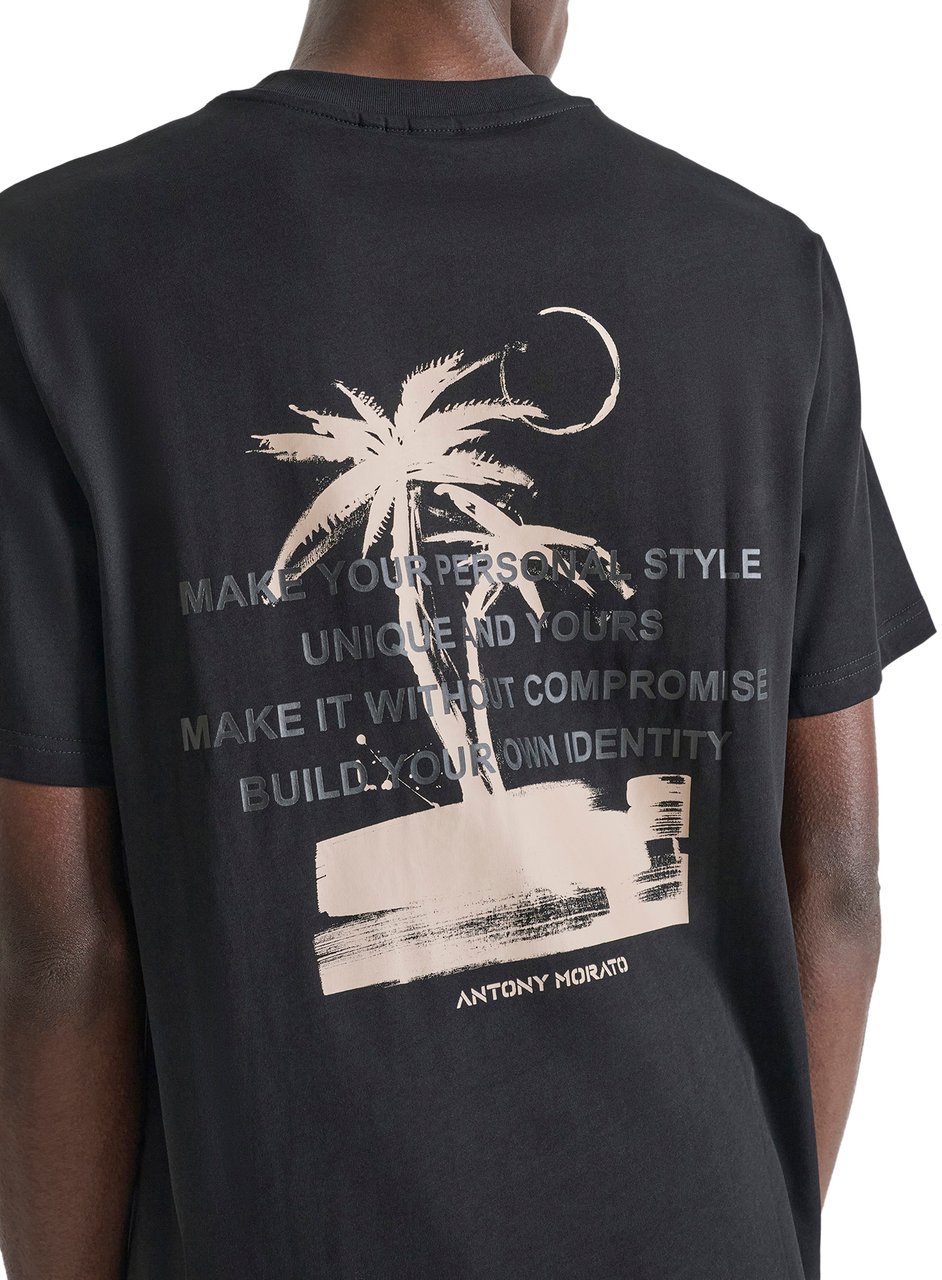 Antony Morato T-SHIRT RELAXED FIT IN JERSEY COTTON FABRIC WITH PRINT ON FRONT AND BACK Zwart