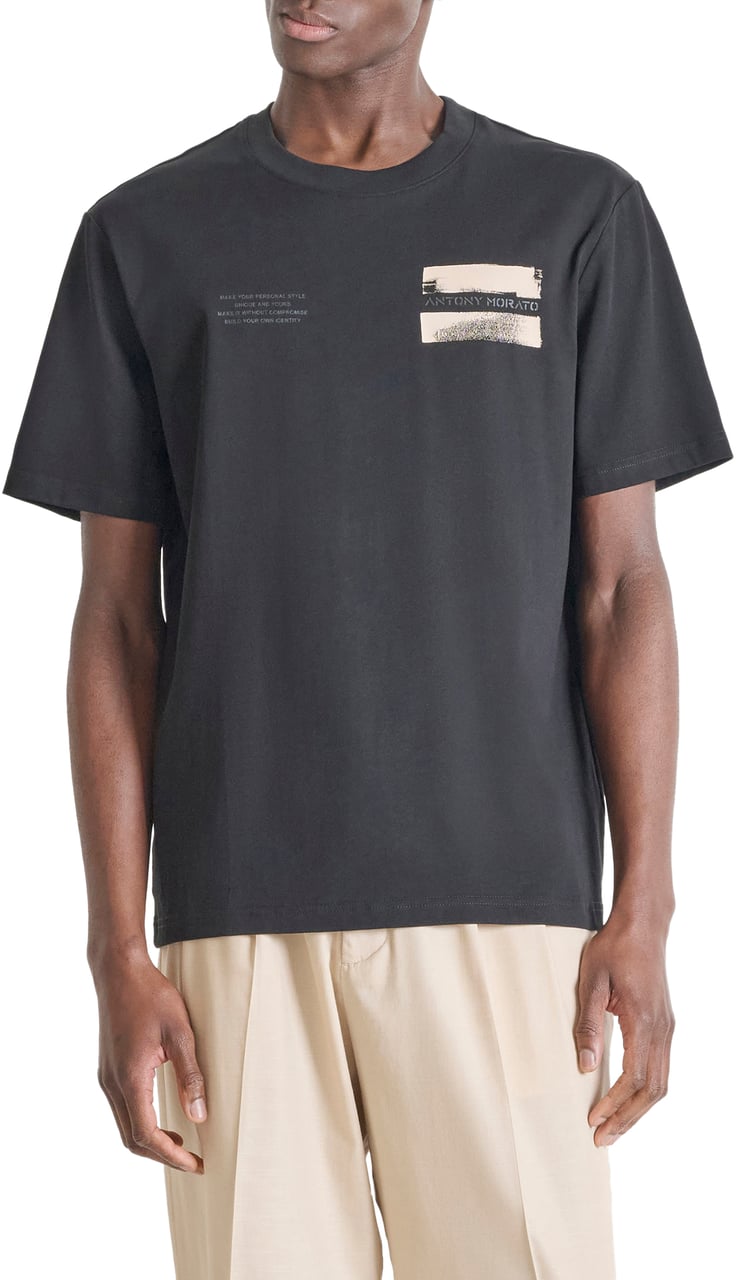 Antony Morato T-SHIRT RELAXED FIT IN JERSEY COTTON FABRIC WITH PRINT ON FRONT AND BACK Zwart
