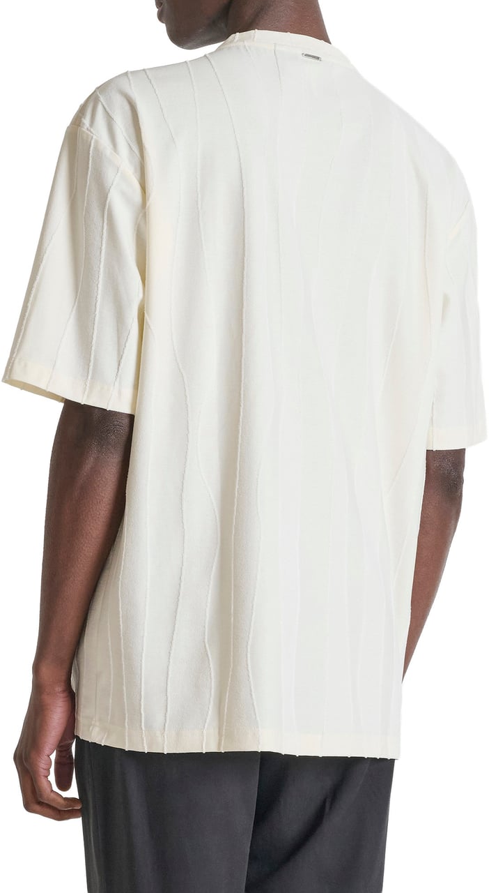 Antony Morato TSHIRT RELAXED FIT KOREAN COLLAR IN CORROSED JAQUARD FABRIC WITH METAL PLATE ON BACK COLLAR Divers