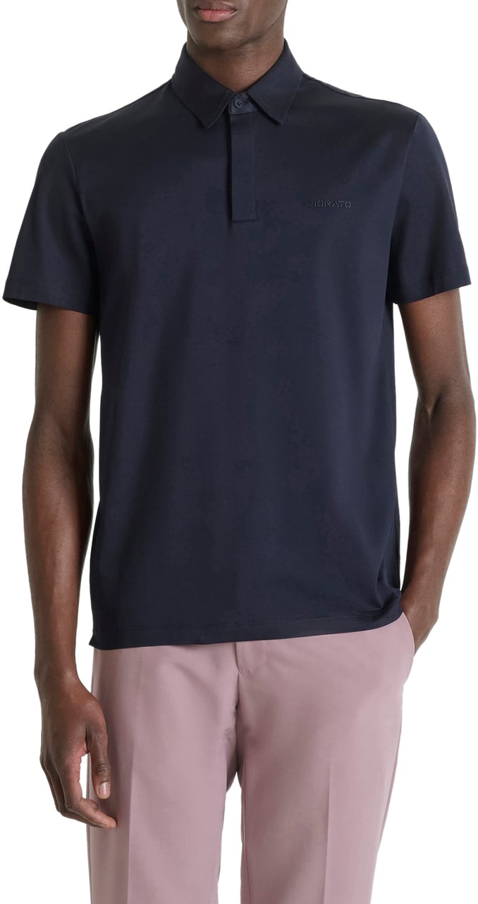Antony Morato POLO SLIM FIT IN SOFT COTTON WITH FOAM LOGO Blauw