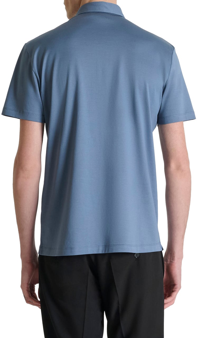 Antony Morato POLO SLIM FIT IN SOFT COTTON WITH FOAM LOGO Blauw