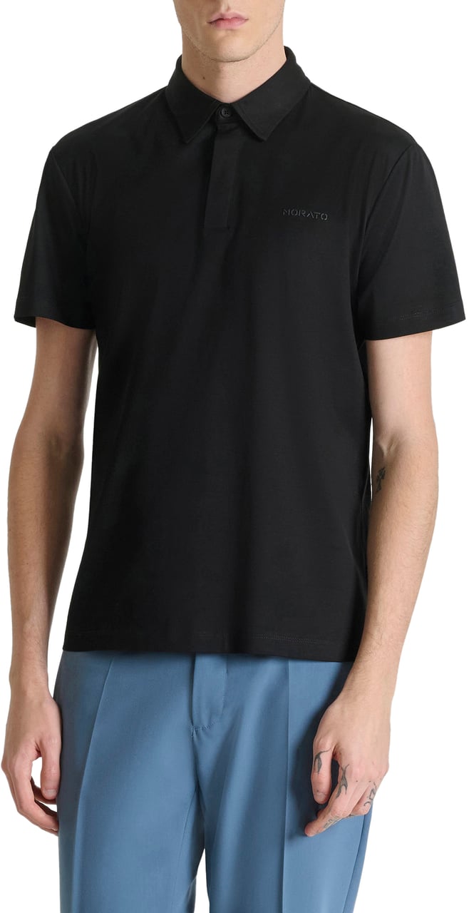 Antony Morato POLO SLIM FIT IN SOFT COTTON WITH FOAM LOGO Zwart