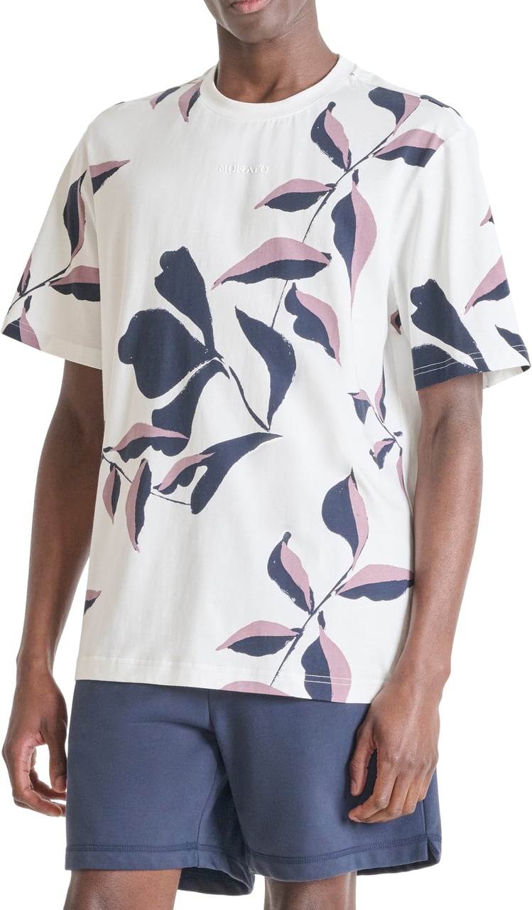 Antony Morato T-SHIRT RELAXED FIT IN PRINTED COTTON FABRIC WITH EMBROIDERED LOGO Beige