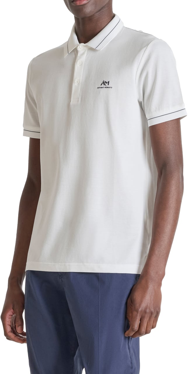 Antony Morato POLO REGULAR FIT IN MERCERIZED PIQUET COTTON FABRIC WITH FOAM PRINT ON HEART Beige