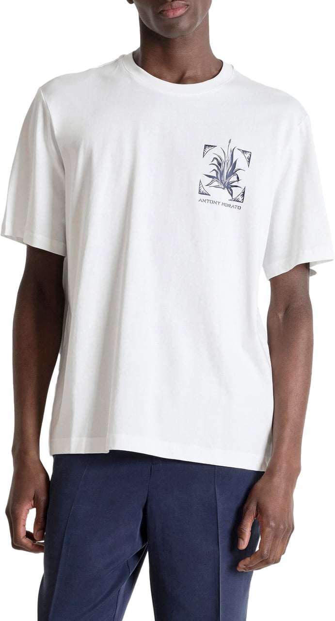 Antony Morato T-SHIRT RELAXED FIT IN DOBBY JERSEY FABRIC WITH PRINT ON HEART SIDE AND BACK SIDE Beige