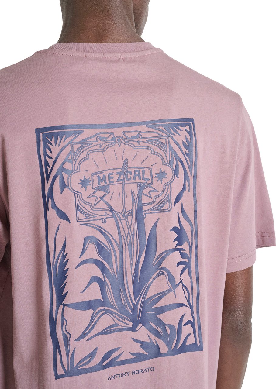 Antony Morato T-SHIRT RELAXED FIT IN DOBBY JERSEY FABRIC WITH PRINT ON HEART SIDE AND BACK SIDE Roze