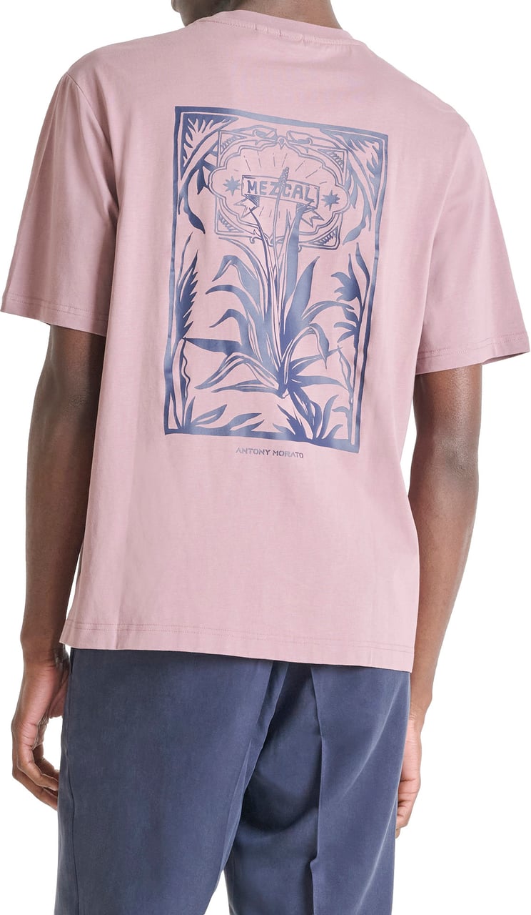 Antony Morato T-SHIRT RELAXED FIT IN DOBBY JERSEY FABRIC WITH PRINT ON HEART SIDE AND BACK SIDE Roze