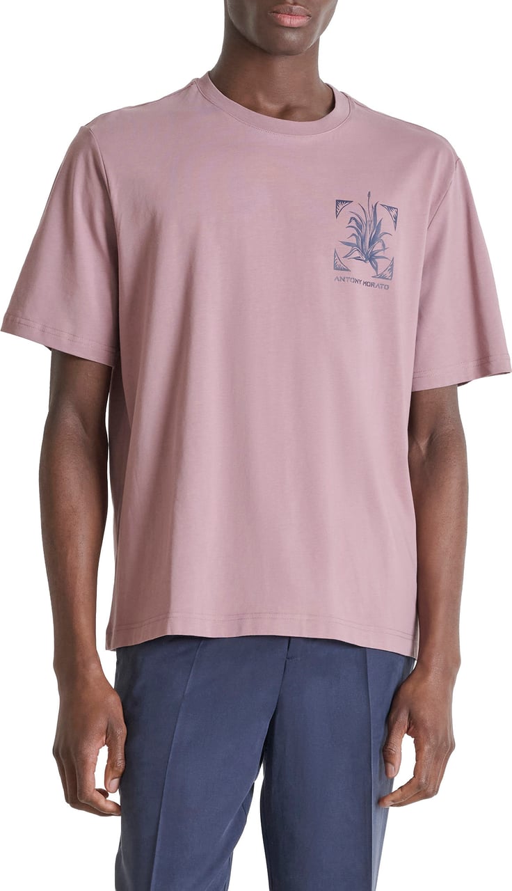 Antony Morato T-SHIRT RELAXED FIT IN DOBBY JERSEY FABRIC WITH PRINT ON HEART SIDE AND BACK SIDE Roze
