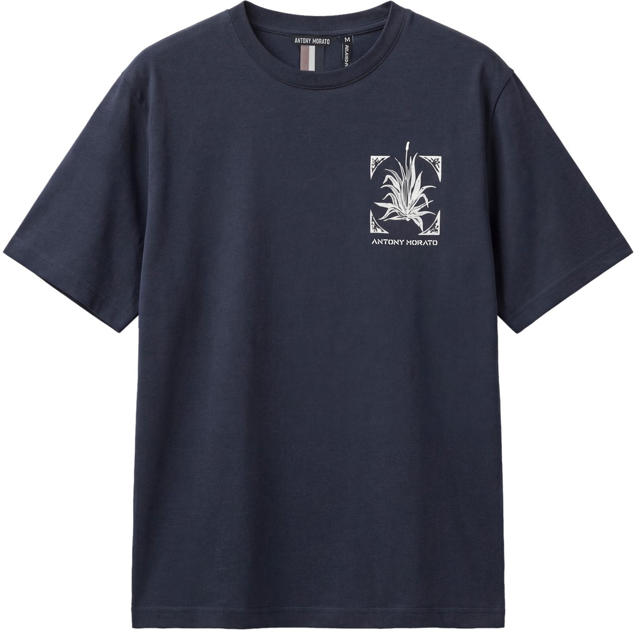 Antony Morato T-SHIRT RELAXED FIT IN DOBBY JERSEY FABRIC WITH PRINT ON HEART SIDE AND BACK SIDE Blauw