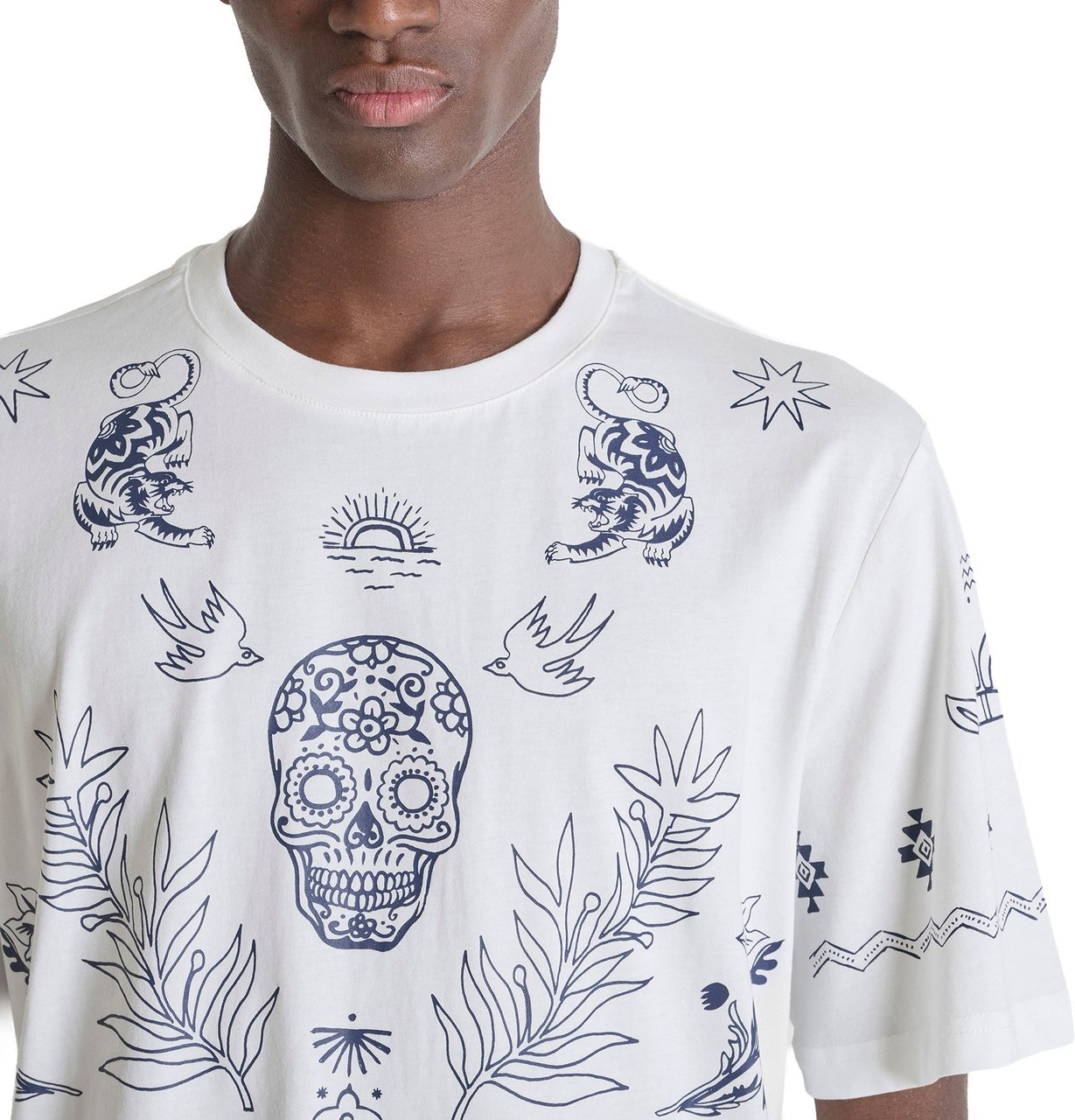 Antony Morato T-SHIRT RELAXED FIT IN COTTON JERSEY FABRIC WITH WATER PRINT IN CONTRAST COLOR Beige