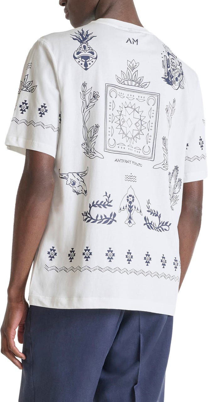 Antony Morato T-SHIRT RELAXED FIT IN COTTON JERSEY FABRIC WITH WATER PRINT IN CONTRAST COLOR Beige