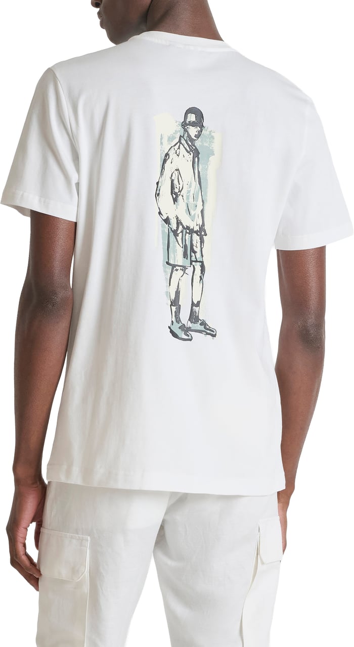 Antony Morato T-SHIRT REGULAR FIT IN JERSEY COTTON FABRIC WITH LOGO PRINT ON FORNT AND MAN PRINT ON BAKC SIDE Beige