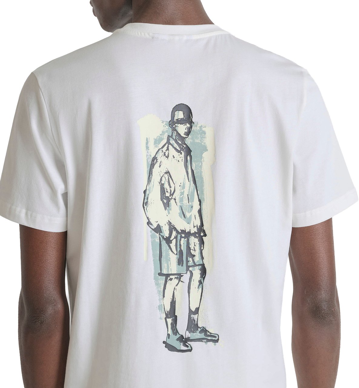 Antony Morato T-SHIRT REGULAR FIT IN JERSEY COTTON FABRIC WITH LOGO PRINT ON FORNT AND MAN PRINT ON BAKC SIDE Beige