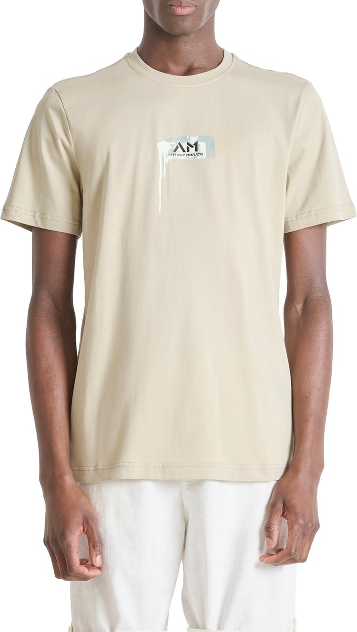 Antony Morato T-SHIRT REGULAR FIT IN JERSEY COTTON FABRIC WITH LOGO PRINT ON FORNT AND MAN PRINT ON BAKC SIDE Divers