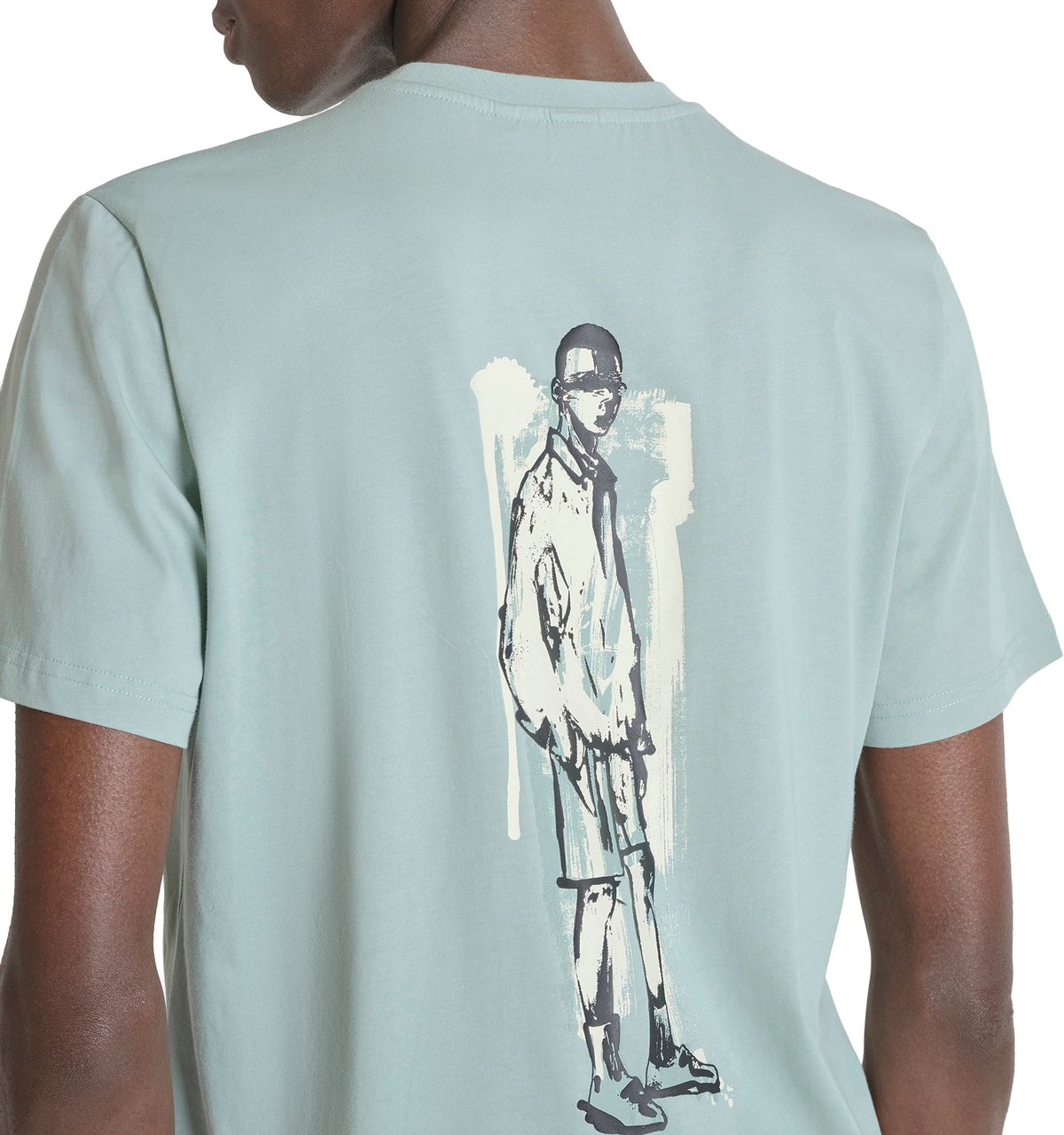 Antony Morato T-SHIRT REGULAR FIT IN JERSEY COTTON FABRIC WITH LOGO PRINT ON FORNT AND MAN PRINT ON BAKC SIDE Blauw