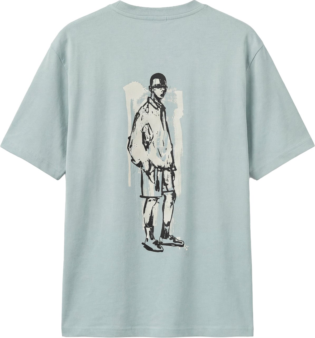 Antony Morato T-SHIRT REGULAR FIT IN JERSEY COTTON FABRIC WITH LOGO PRINT ON FORNT AND MAN PRINT ON BAKC SIDE Blauw