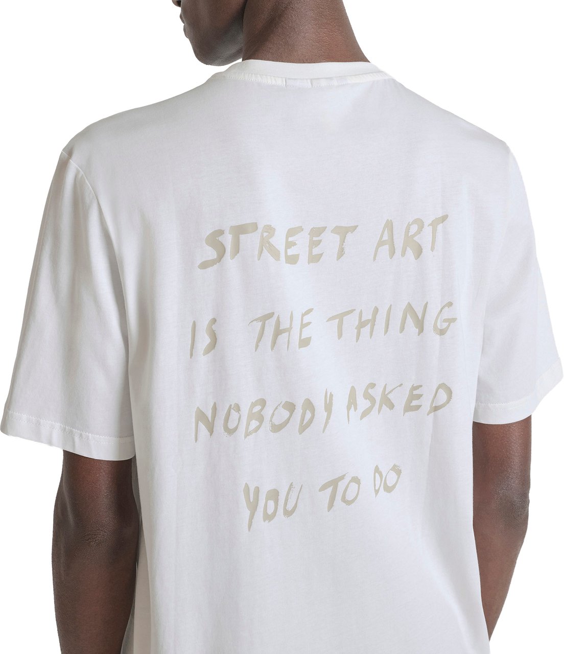 Antony Morato T-SHIRT RELAXED FIT IN DOBBY JERSEY FABRIC WITH MATT PLASTICPRINT ON FRONT AND BACK Beige