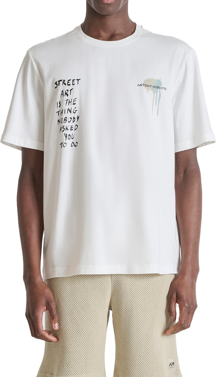 Antony Morato T-SHIRT RELAXED FIT IN DOBBY JERSEY FABRIC WITH MATT PLASTICPRINT ON FRONT AND BACK Beige