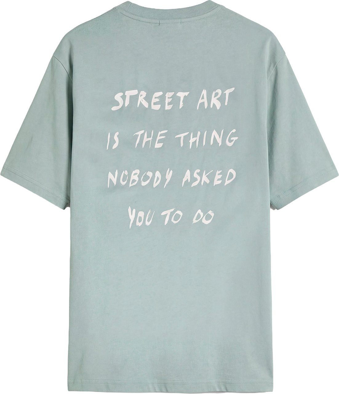 Antony Morato T-SHIRT RELAXED FIT IN DOBBY JERSEY FABRIC WITH MATT PLASTICPRINT ON FRONT AND BACK Blauw