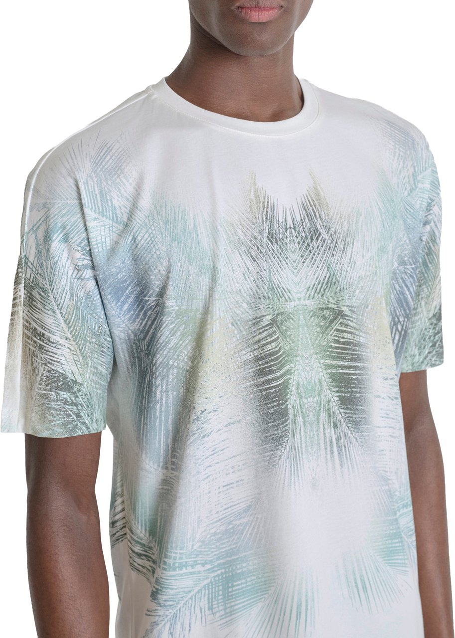 Antony Morato T-SHIRT REGULAR FIT IN JERSEY COTTON FABRIC WITH WATER PRINT AND RUBBER INJECTION LOGO PRINT ON BACK Beige