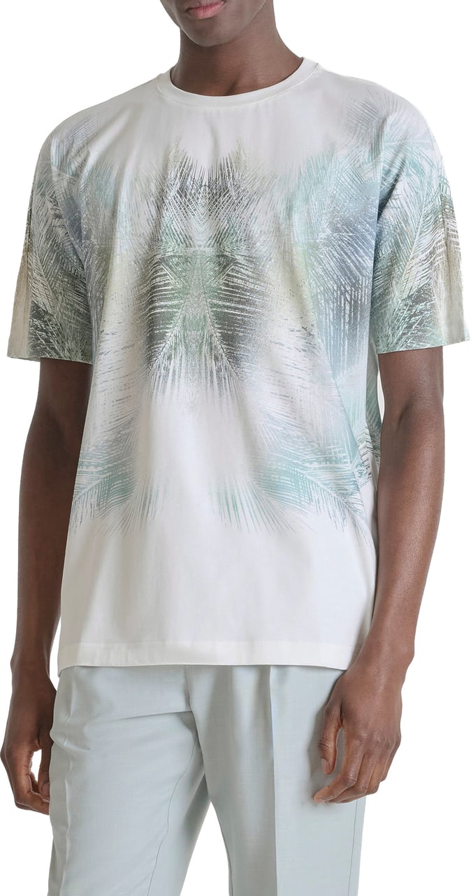 Antony Morato T-SHIRT REGULAR FIT IN JERSEY COTTON FABRIC WITH WATER PRINT AND RUBBER INJECTION LOGO PRINT ON BACK Beige