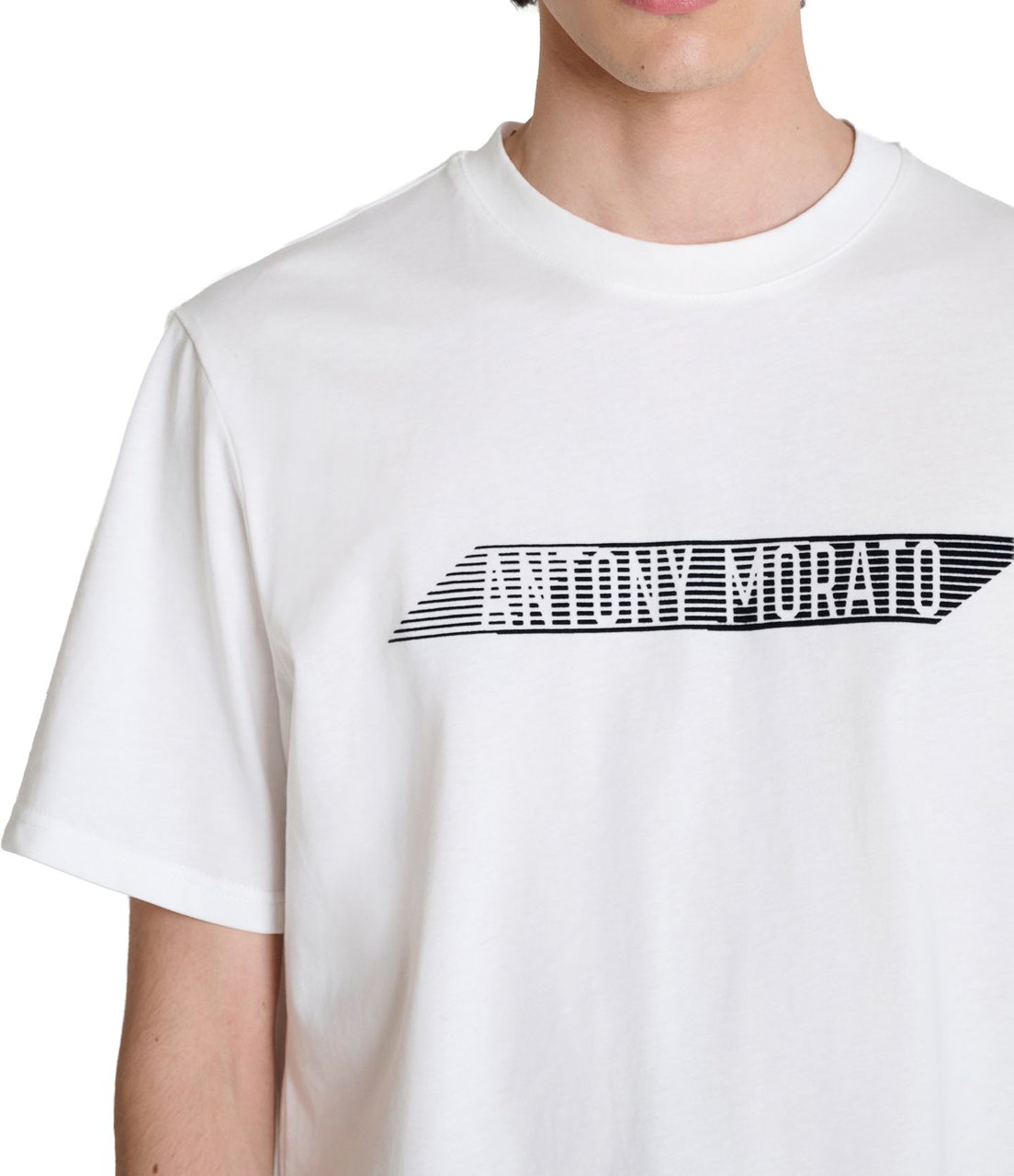 Antony Morato T-SHIRT RELAXED FIT IN JERSEY COTTON FABRIC WITH FLOCK  PRINT ON FRONT AND BACK Beige