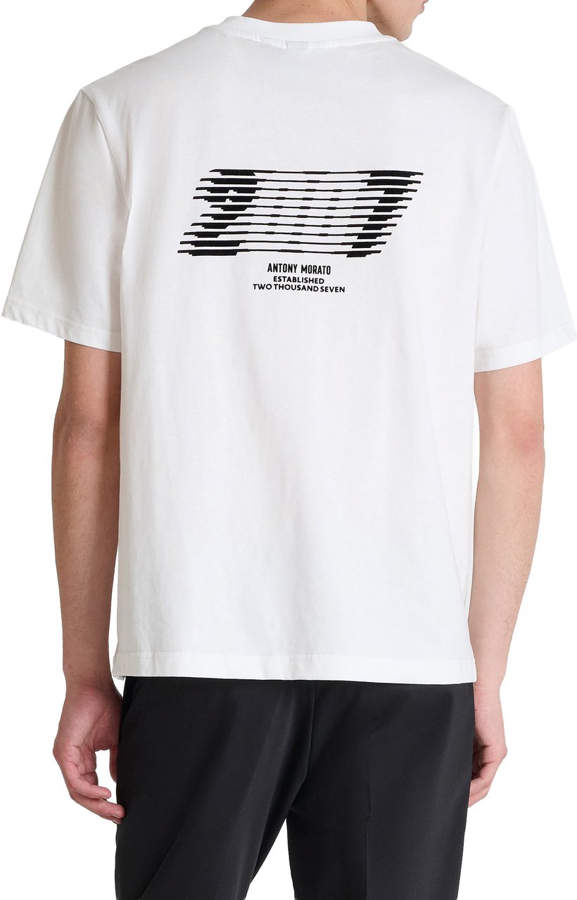 Antony Morato T-SHIRT RELAXED FIT IN JERSEY COTTON FABRIC WITH FLOCK  PRINT ON FRONT AND BACK Beige