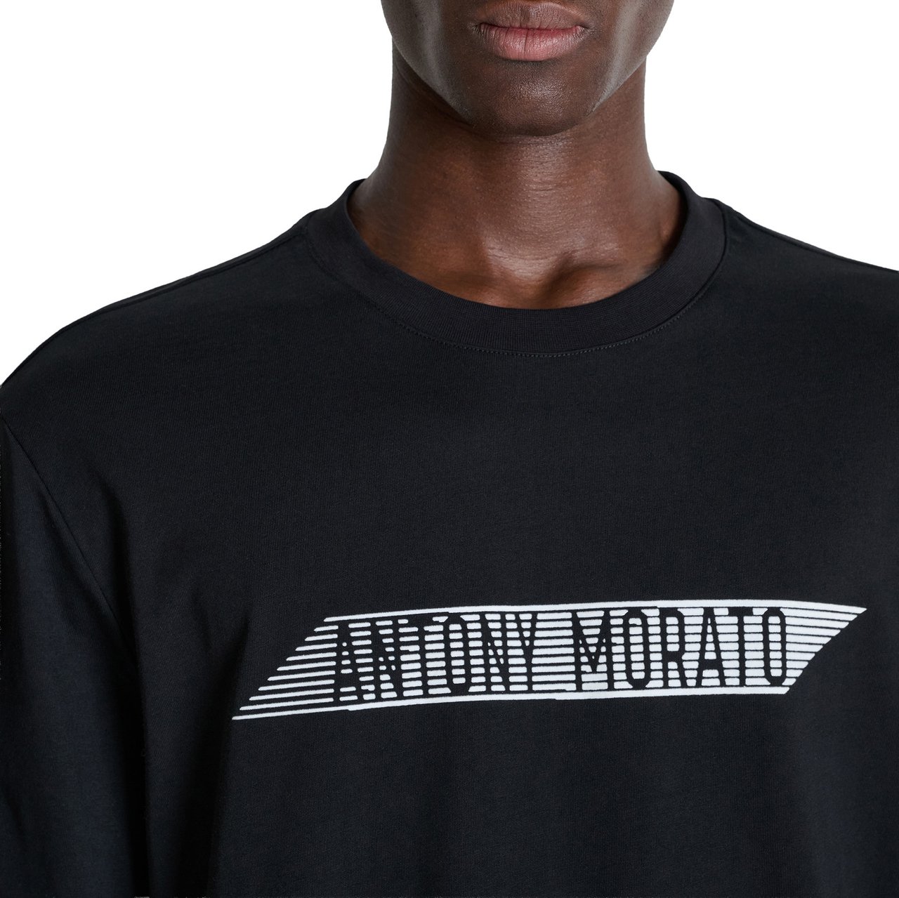 Antony Morato T-SHIRT RELAXED FIT IN JERSEY COTTON FABRIC WITH FLOCK  PRINT ON FRONT AND BACK Zwart