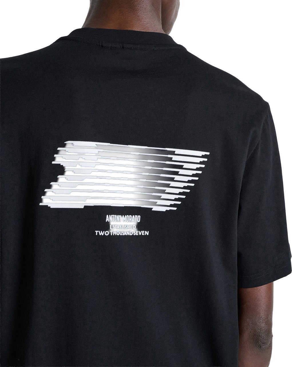 Antony Morato T-SHIRT RELAXED FIT IN JERSEY COTTON FABRIC WITH FLOCK  PRINT ON FRONT AND BACK Zwart