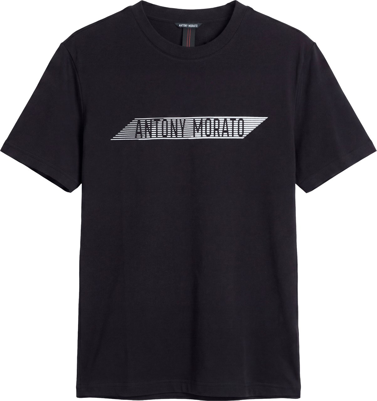 Antony Morato T-SHIRT RELAXED FIT IN JERSEY COTTON FABRIC WITH FLOCK  PRINT ON FRONT AND BACK Zwart