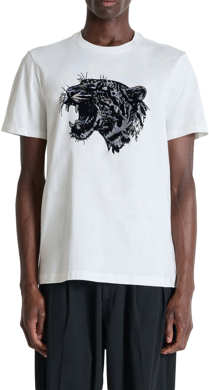 Antony Morato T-SHIRT REGULAR  FIT IN JERSEY COTTON FABRIC WITH MATT PLASTIC AND FLOCK PRINT Beige