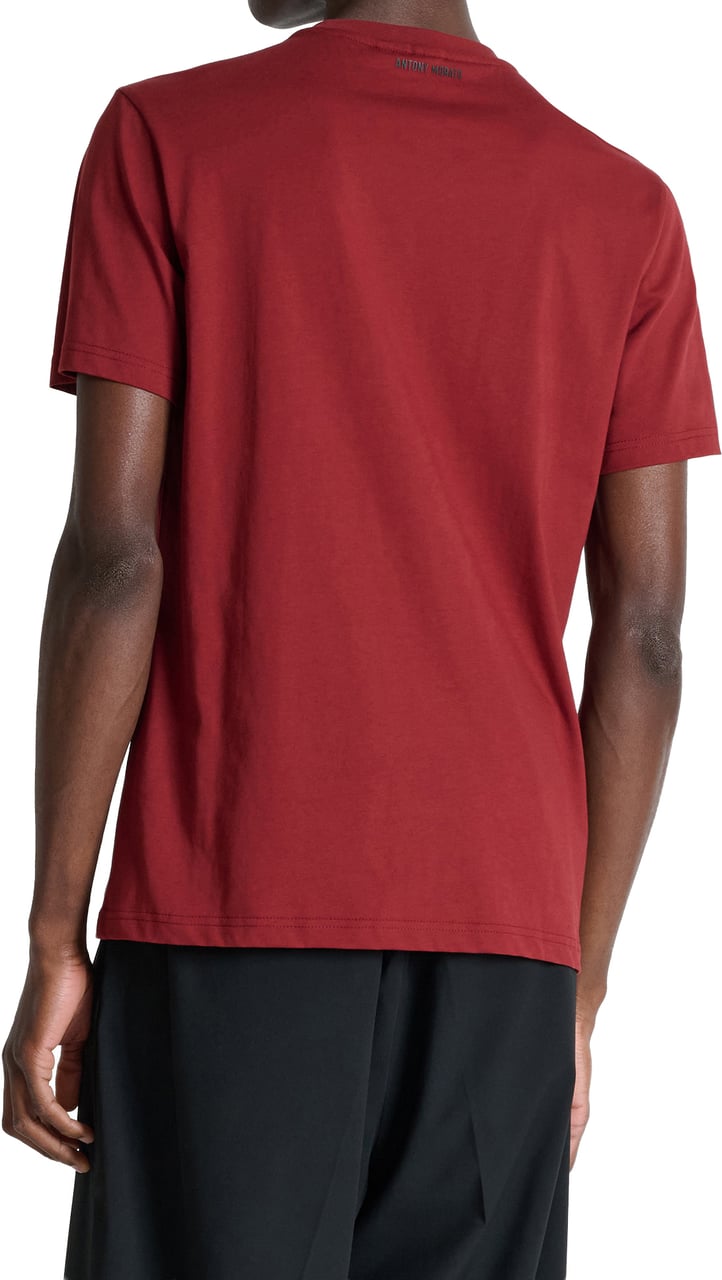 Antony Morato T-SHIRT REGULAR FIT IN JERSEY COTTON FABRIC WITH MATT PLASTIC AND FLOCK PRINT Rood