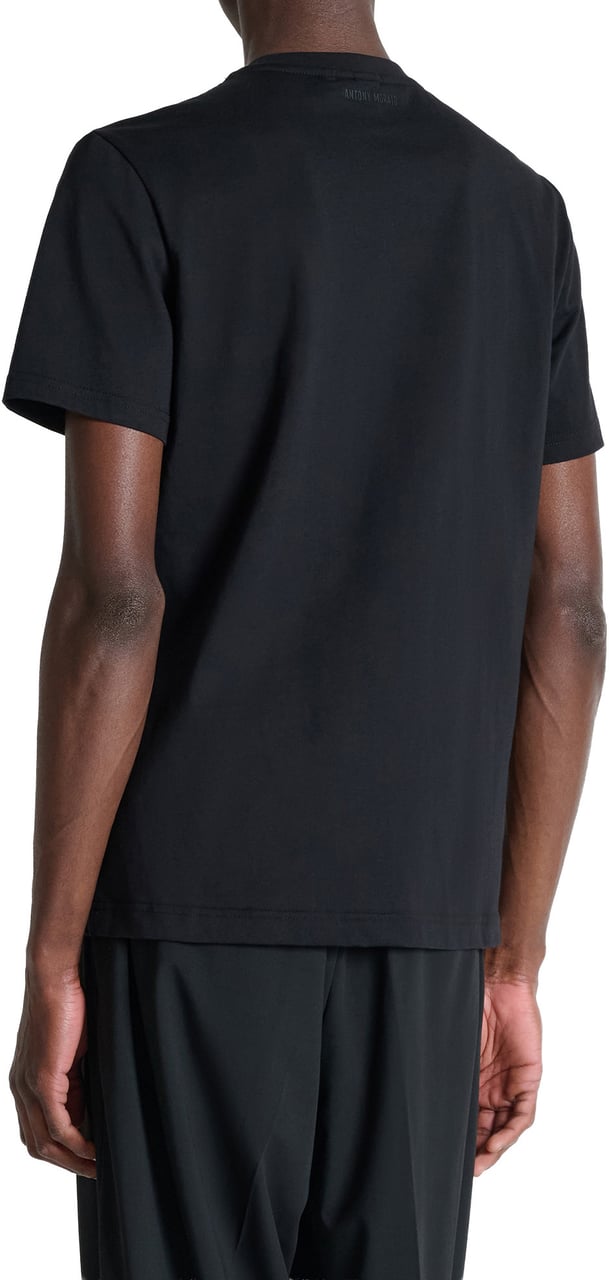 Antony Morato T-SHIRT REGULAR  FIT IN JERSEY COTTON FABRIC WITH MATT PLASTIC AND FLOCK PRINT Zwart