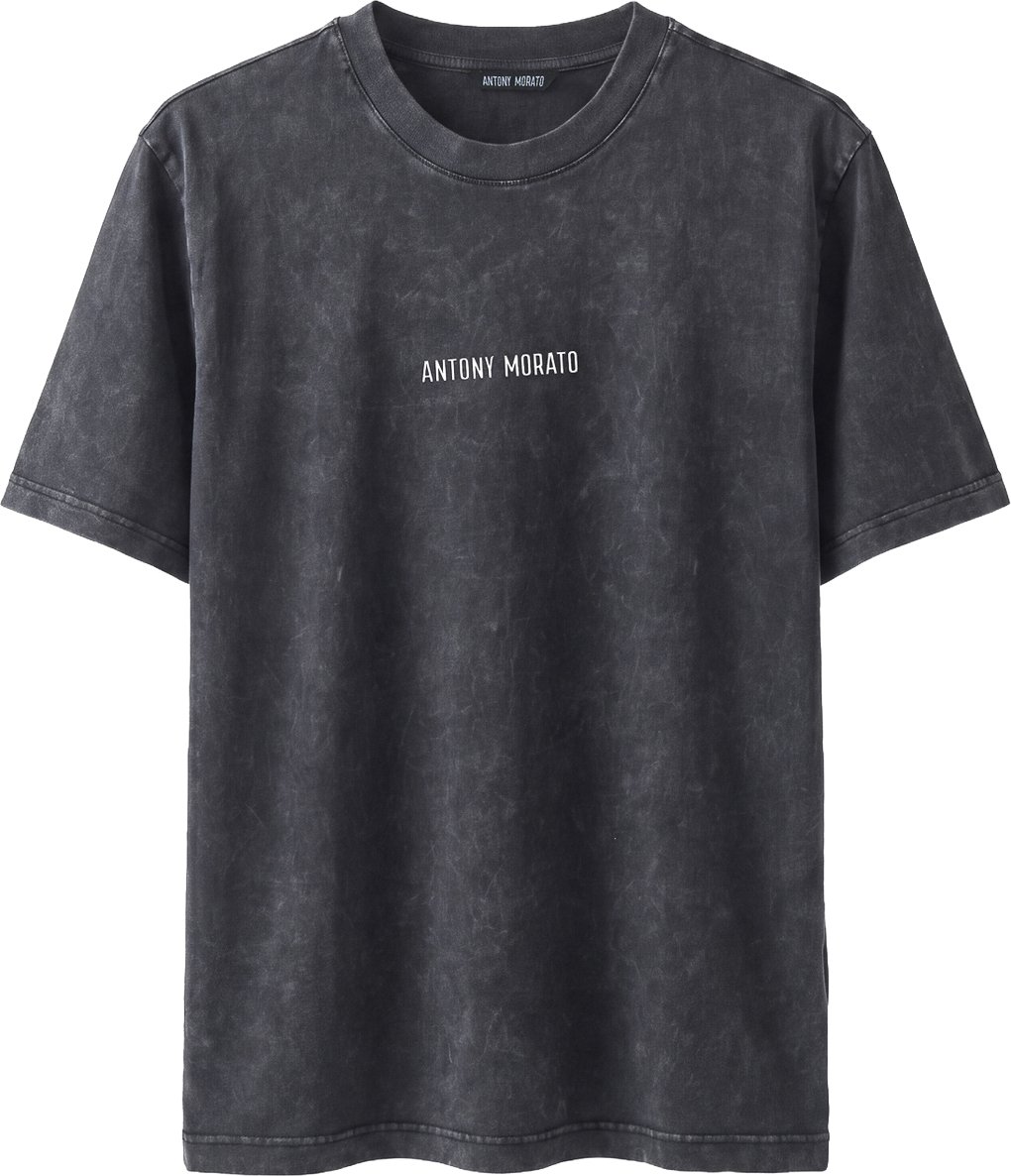 Antony Morato T-SHIRT RELAXED FIT IN JERSEY COTTON FABRIC WITH  LOGO PRINT ON FRONT SULPHUR DYE, STONE, SNOW WASH Grijs