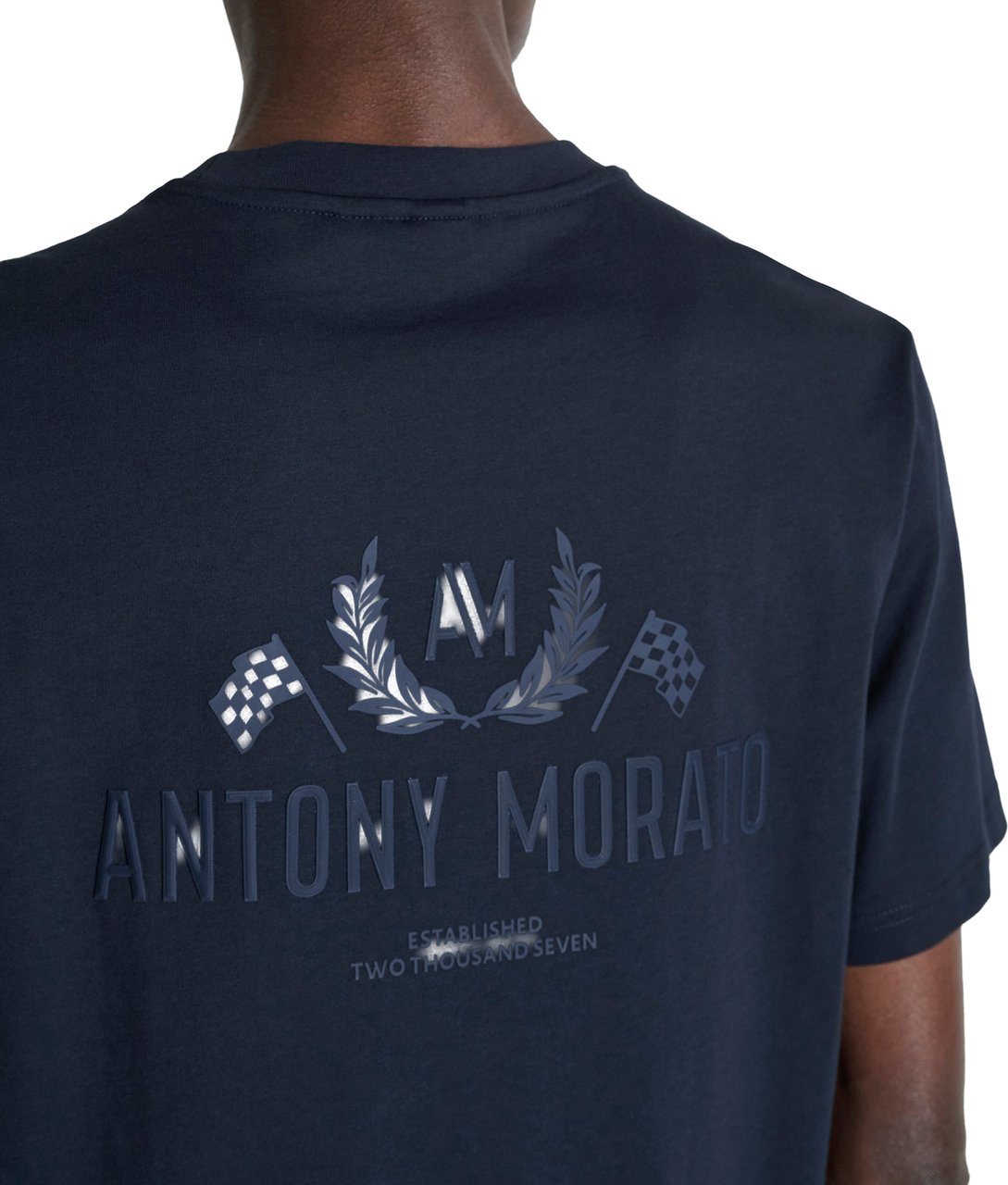 Antony Morato T-SHIRT RELAXED FIT IN JERSEY COTTON FABRIC WITH PLASTIC PRINT ON FRONT AND BACK Blauw