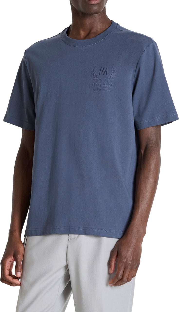 Antony Morato T-SHIRT RELAXED FIT IN JERSEY COTTON FABRIC WITH PLASTIC PRINT ON FRONT AND BACK Paars