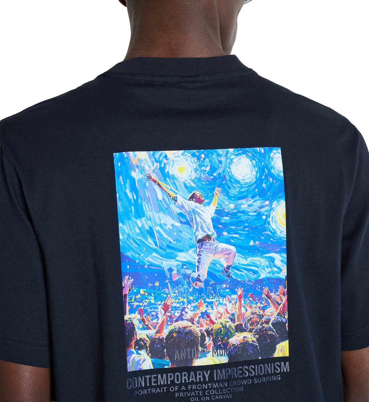 Antony Morato T-SHIRT RELAXED FIT IN JERSEY COTTON FABRIC WITH PRINT ON FRONT Blauw