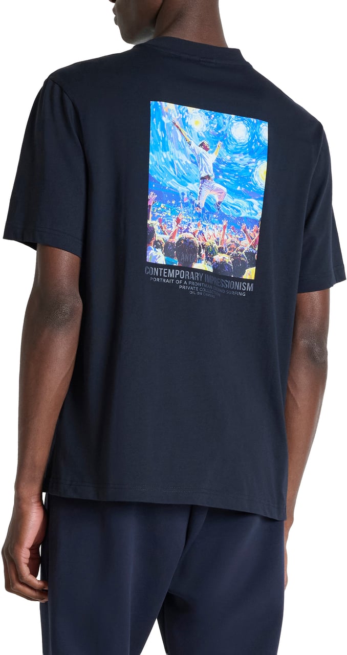 Antony Morato T-SHIRT RELAXED FIT IN JERSEY COTTON FABRIC WITH PRINT ON FRONT Blauw
