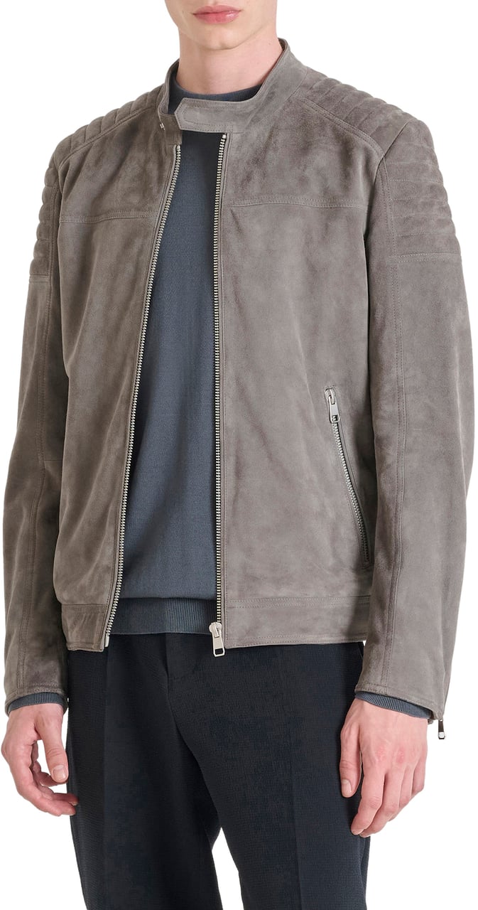 Antony Morato COAT SLIM FIT IN WASHED REAL LEATHER Grijs