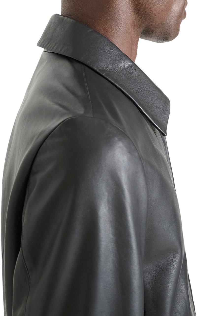 Antony Morato COAT SLIM FIT IN  WASHED REAL LEATHER Zwart