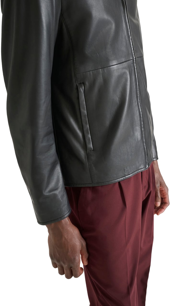 Antony Morato COAT SLIM FIT IN WASHED REAL LEATHER Zwart