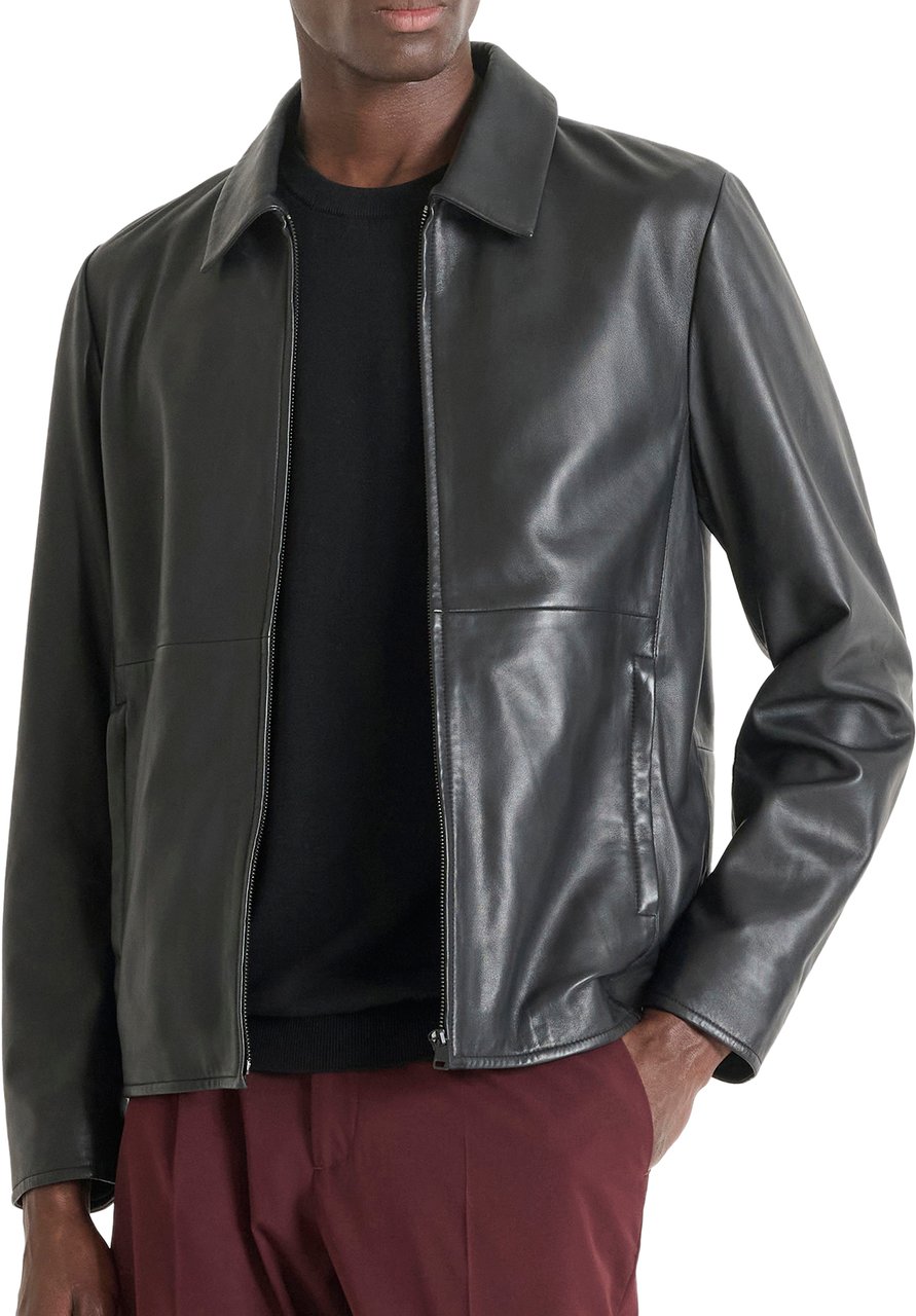Antony Morato COAT SLIM FIT IN  WASHED REAL LEATHER Zwart