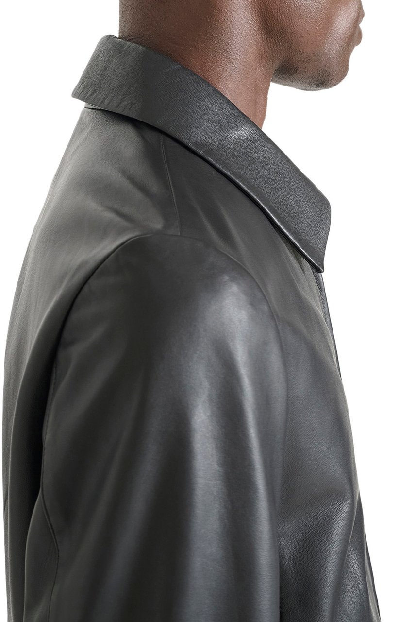 Antony Morato COAT SLIM FIT IN WASHED REAL LEATHER Zwart