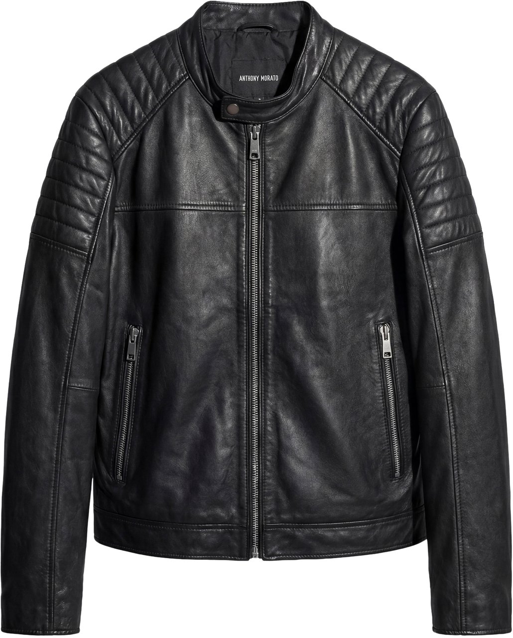 Antony Morato COAT SLIM FIT IN WASHED REAL LEATHER Zwart